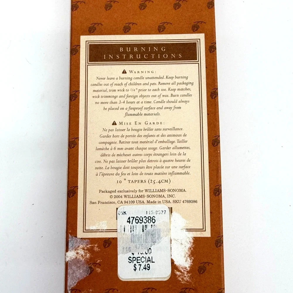 NEW Williams Sonoma Tiny Tapers Autumn 10 In Olive Green Set of 12 Candles‎ USA